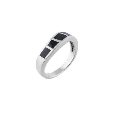 Bold Black Enamel Silver Ring for Him - Flâneur Global® | FG | 925 Fine Silver Jewelry & Accessories