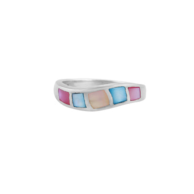 Colorful Geometric Silver Ring for Her