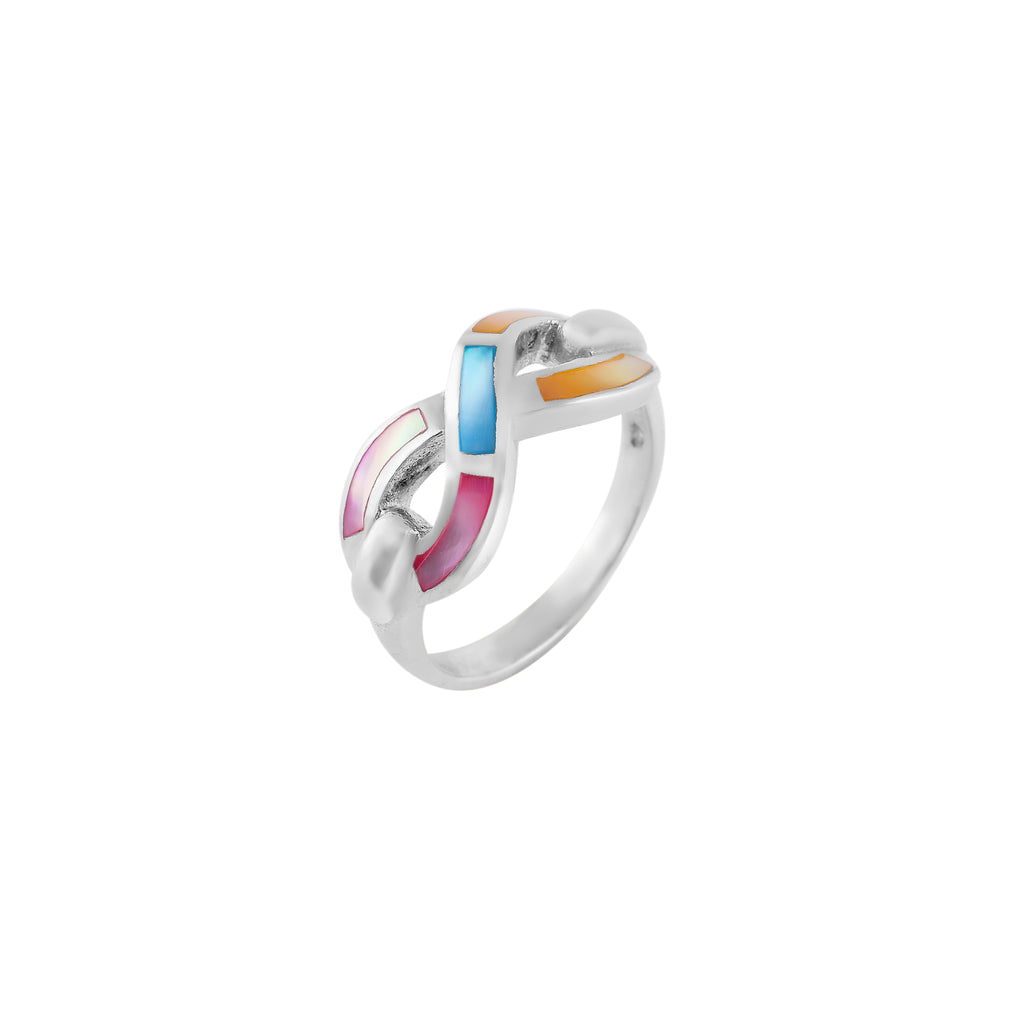 Enamel Linked Silver Ring