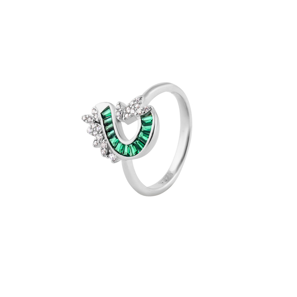Emerald Cascade Silver Ring for her