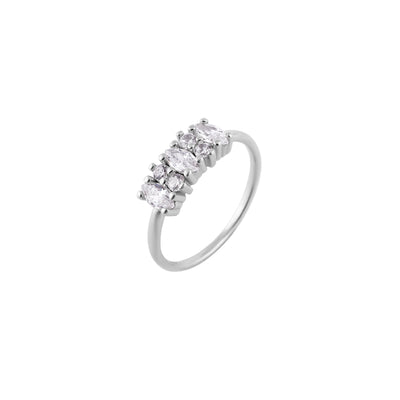 Three Stone Marquise CZ Silver Ring for her
