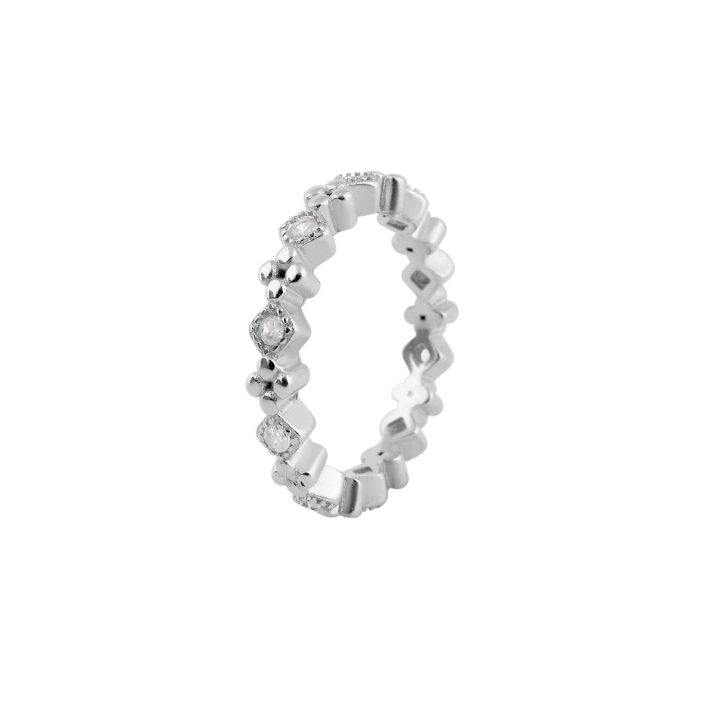 Geometric Pave Silver Band for her