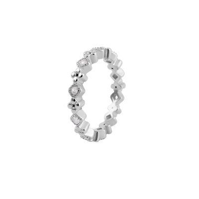 Geometric Pave Silver Band for her