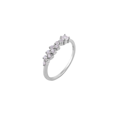 Curved Pave CZ Silver Ring for her