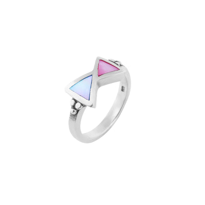 Mother-of-Pearl Triangle Motif Silver Ring for her
