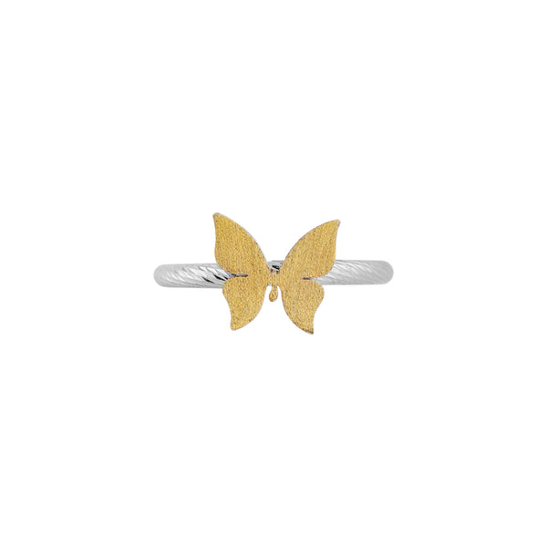 Butterfly Accent Two-Tone Cable Ring for her - Flâneur Global® | FG | 925 Fine Silver Jewelry & Accessories