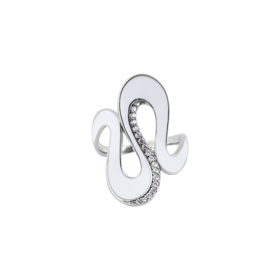 Modern Sculptural Enamel and Pave Silver Ring for her - Flâneur Global® | FG | 925 Fine Silver Jewelry & Accessories