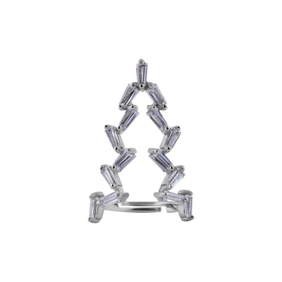 Asymmetrical Baguette CZ Silver Open Ring for her - Flâneur Global® | FG | 925 Fine Silver Jewelry & Accessories