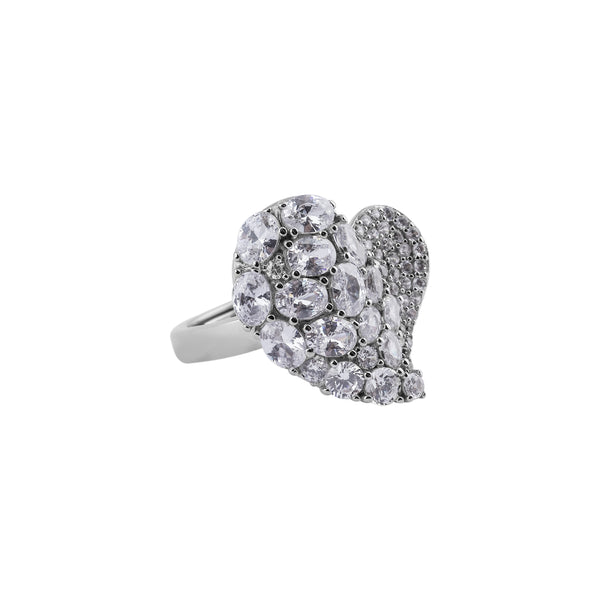 Pave Heart Cluster Silver Ring for her - Flâneur Global® | FG | 925 Fine Silver Jewelry & Accessories