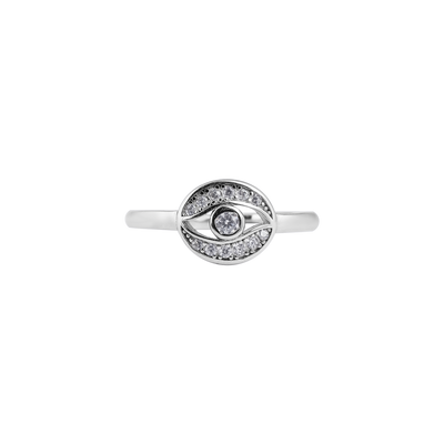 Evil Eye Pave Silver Ring for her - Flâneur Global® | FG | 925 Fine Silver Jewelry & Accessories
