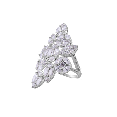 Floral Leaf CZ Cocktail Ring