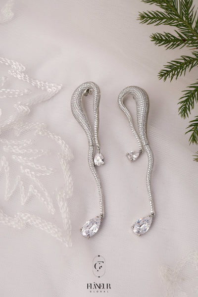 Serpentine Diamond Pink Gemstone Drop Earrings - Flâneur Global® | FG | 925 Fine Silver Jewelry & Accessories