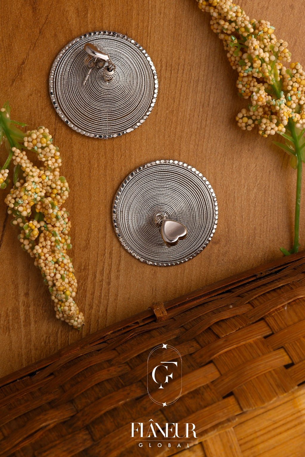 Heart Stud Conical Wire Loop Earrings - Flâneur Global® | FG | 925 Fine Silver Jewelry & Accessories