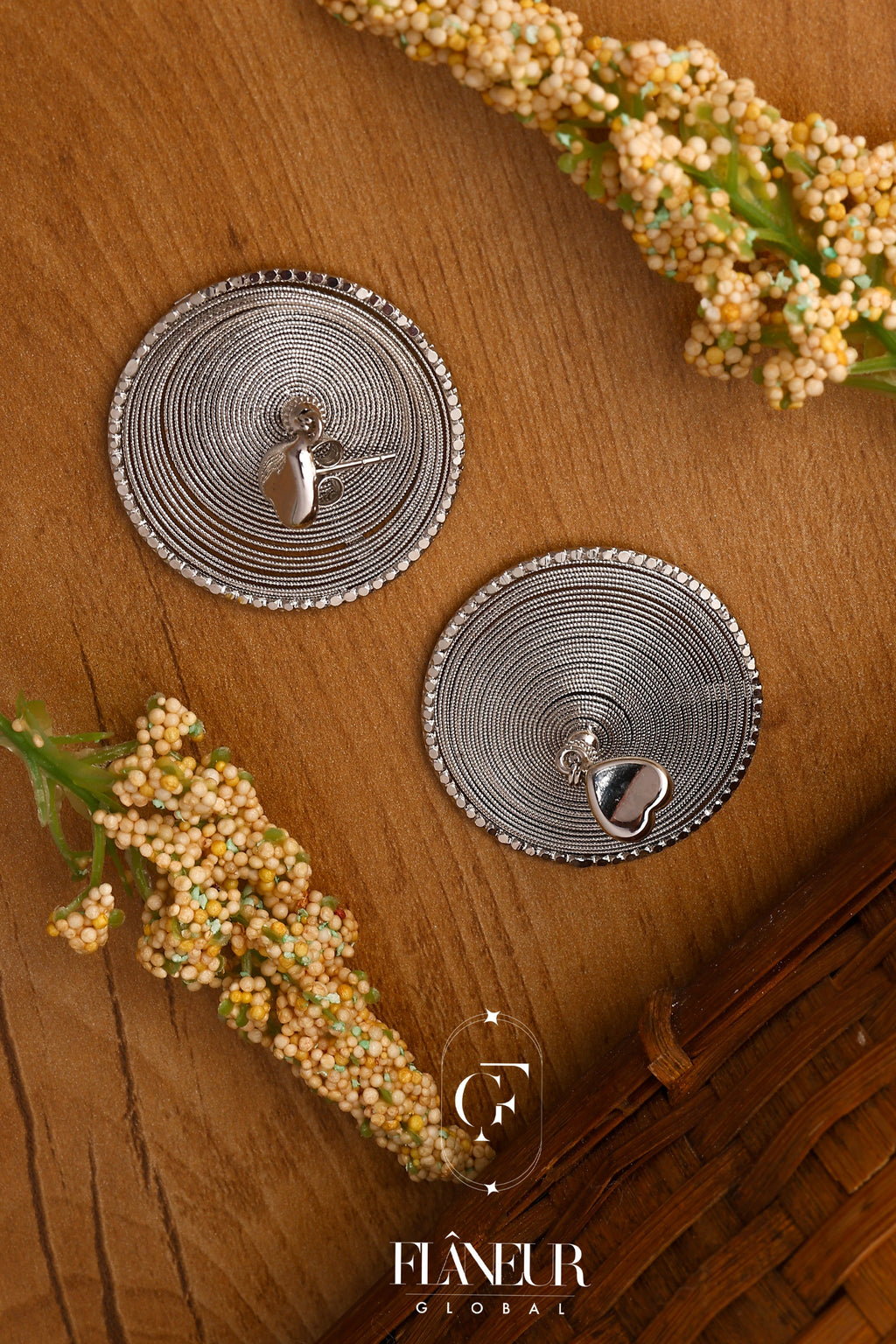 Heart Stud Conical Wire Loop Earrings - Flâneur Global® | FG | 925 Fine Silver Jewelry & Accessories