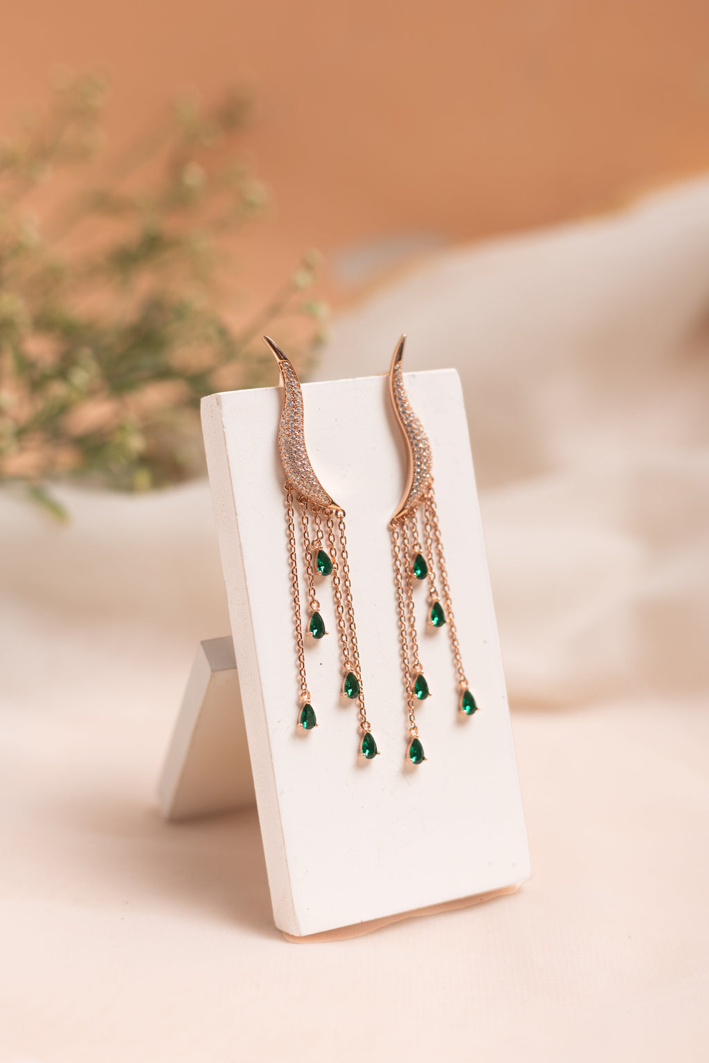 Green Gemstone Drop Earrings - Flâneur Global® | FG | 925 Fine Silver Jewelry & Accessories