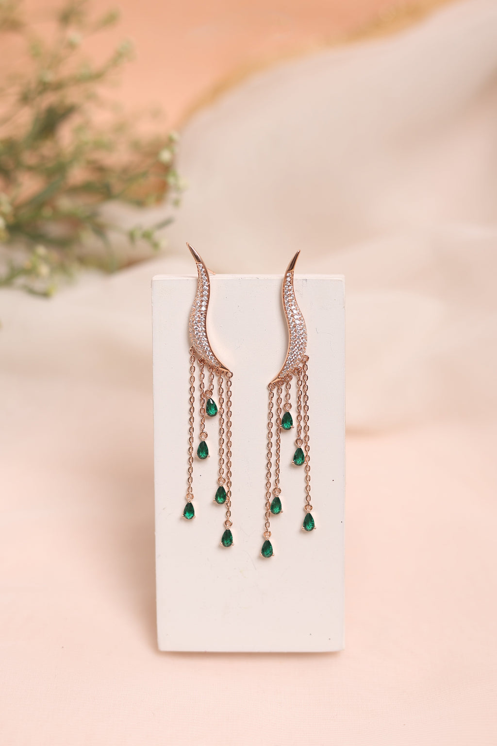 Green Gemstone Drop Earrings - Flâneur Global® | FG | 925 Fine Silver Jewelry & Accessories