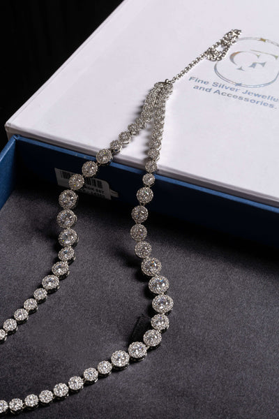 Elegant Double Row Diamond Necklace - Flâneur Global® | FG | 925 Fine Silver Jewelry & Accessories