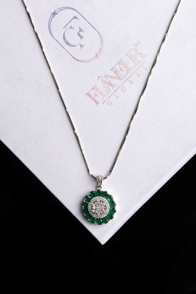 Emerald and Diamond Halo Jewelry Set - Flâneur Global® | FG | 925 Fine Silver Jewelry & Accessories