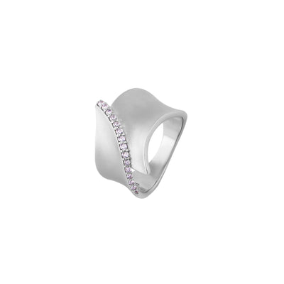 Modern Pave Accent Silver Wrap Ring for her