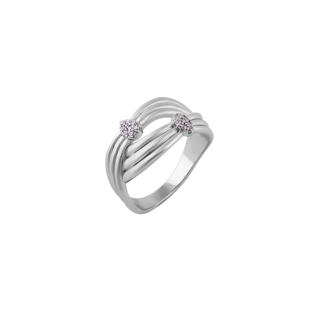 Braided Multi-Row CZ Silver Ring for her