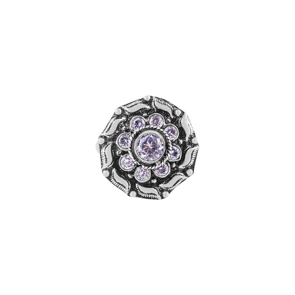 Antique Style Floral Gemstone Silver Ring for her