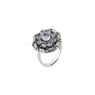Antique Style Floral Gemstone Silver Ring for her
