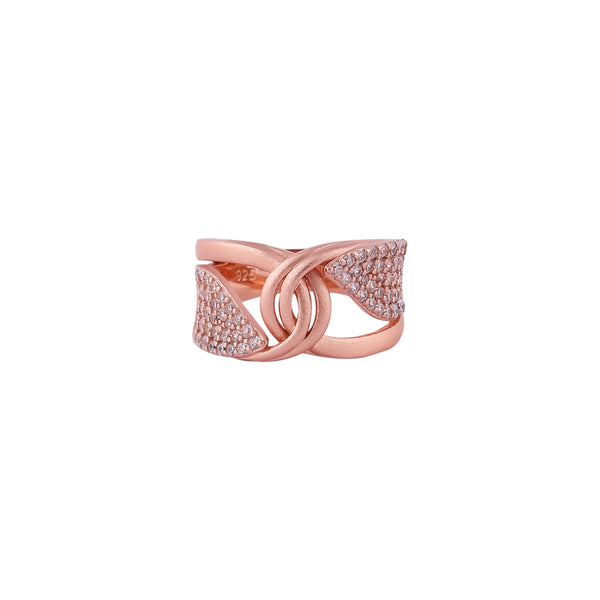 Intertwined Pave Detail Rose Gold Ring for her