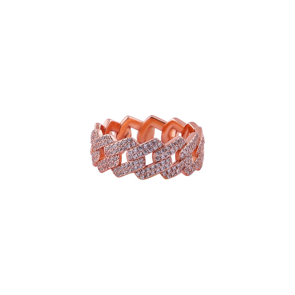 Pave Cuban Link Rose Gold Band for her