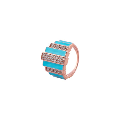 Art Deco Style Turquoise and Pave Rose Gold Ring for her