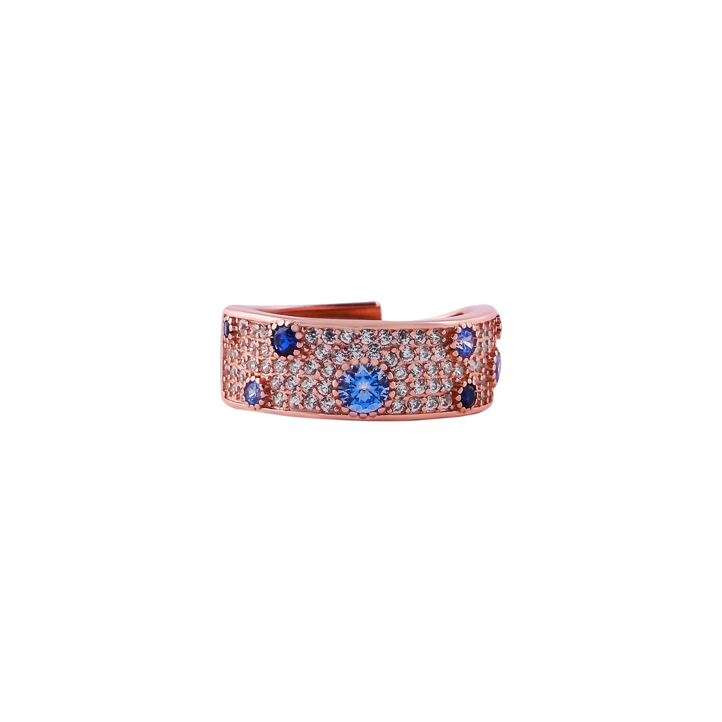 Pave and Blue Stone Rose Gold Band for her