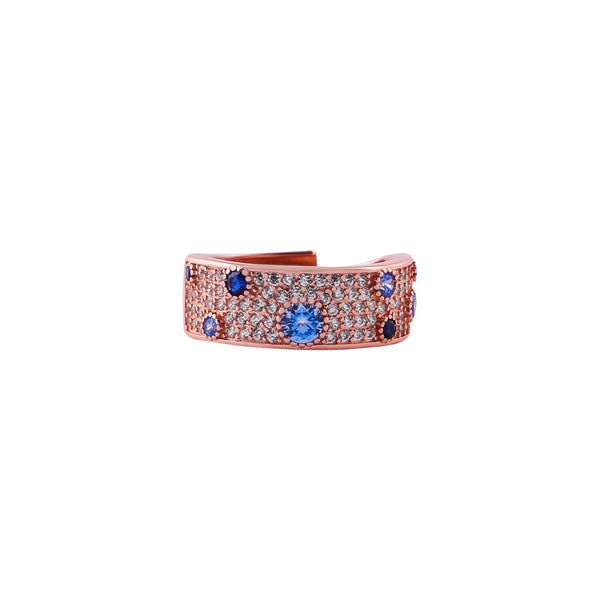 Pave and Blue Stone Rose Gold Band for her