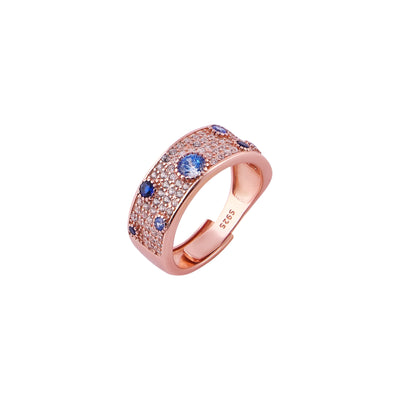 Pave and Blue Stone Rose Gold Band for her