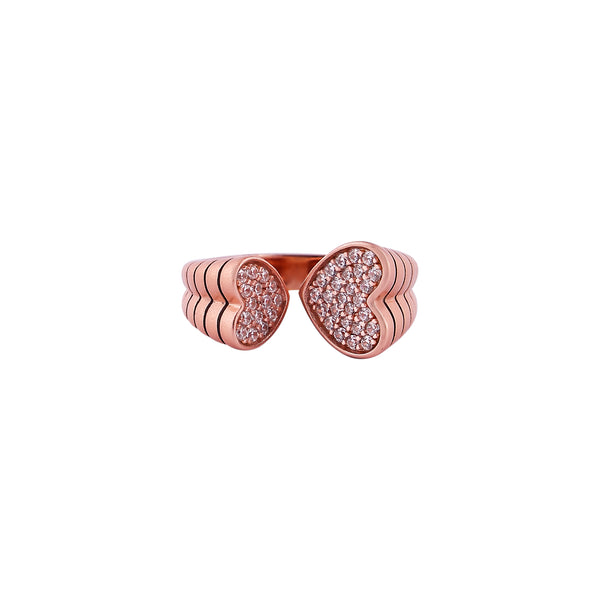 Heart Pave Open Rose Gold Ring for her