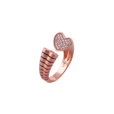 Heart Pave Open Rose Gold Ring for her