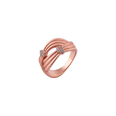 Braided Multi-Row CZ Rose Gold Ring for her