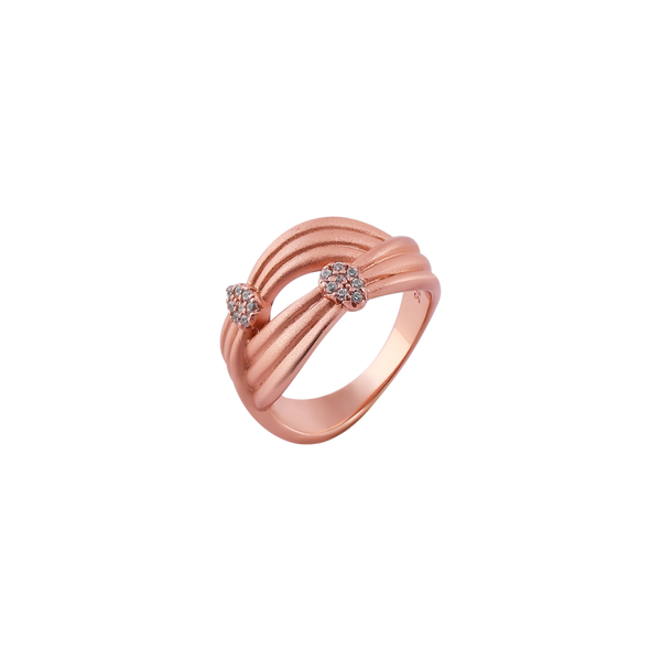 Braided Multi-Row CZ Rose Gold Ring for her