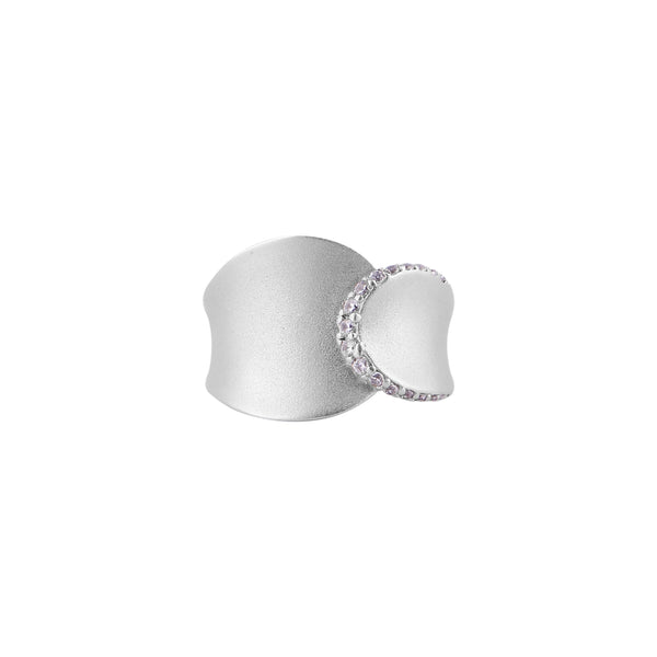 Modern Overlapping Pave Accent Silver Ring for her