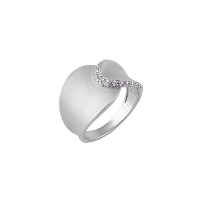 Modern Overlapping Pave Accent Silver Ring for her