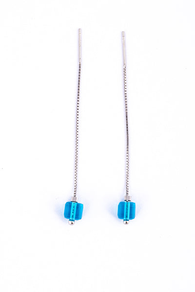 Blue Cubic Threader Earrings - Flâneur Global® | FG | 925 Fine Silver Jewelry & Accessories