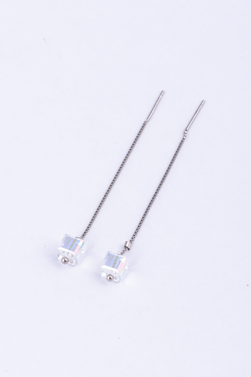Crystal Cube Threader Earrings - Flâneur Global® | FG | 925 Fine Silver Jewelry & Accessories