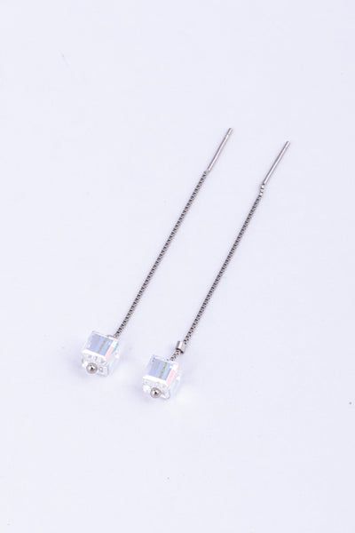 Crystal Cube Threader Earrings - Flâneur Global® | FG | 925 Fine Silver Jewelry & Accessories