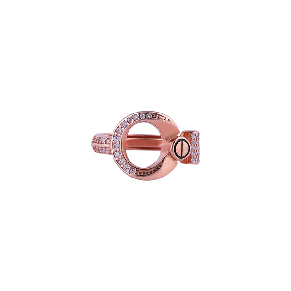 Modern Pave and Screw Detail Rose Gold Ring for her