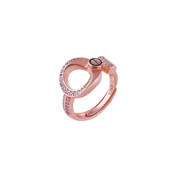 Modern Pave and Screw Detail Rose Gold Ring for her