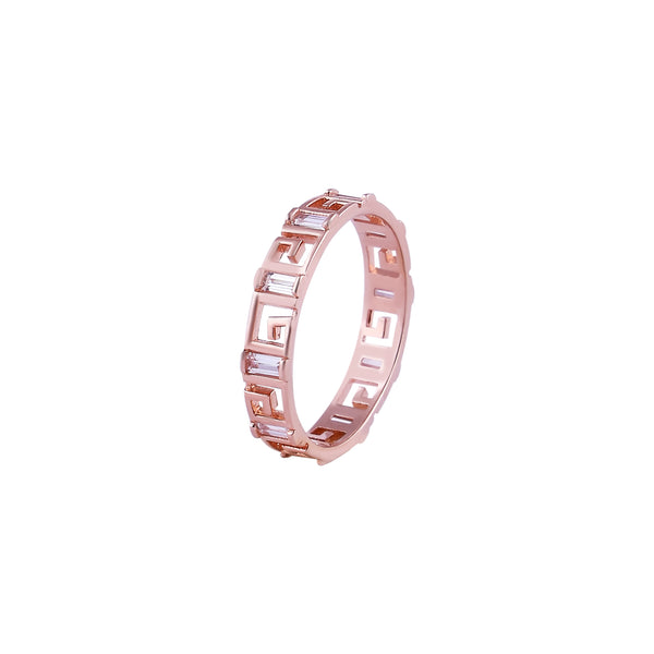 Geometric Baguette CZ Rose Gold Eternity Band for her man