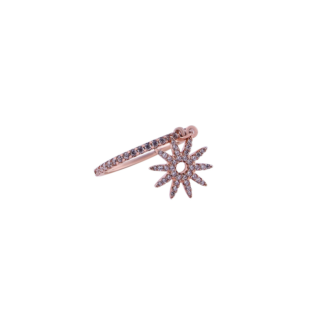 Dangle Starburst Pave Rose Gold Ring for her