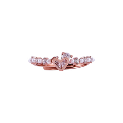 Heart Detail Pearl Accent Rose Gold Ring for her
