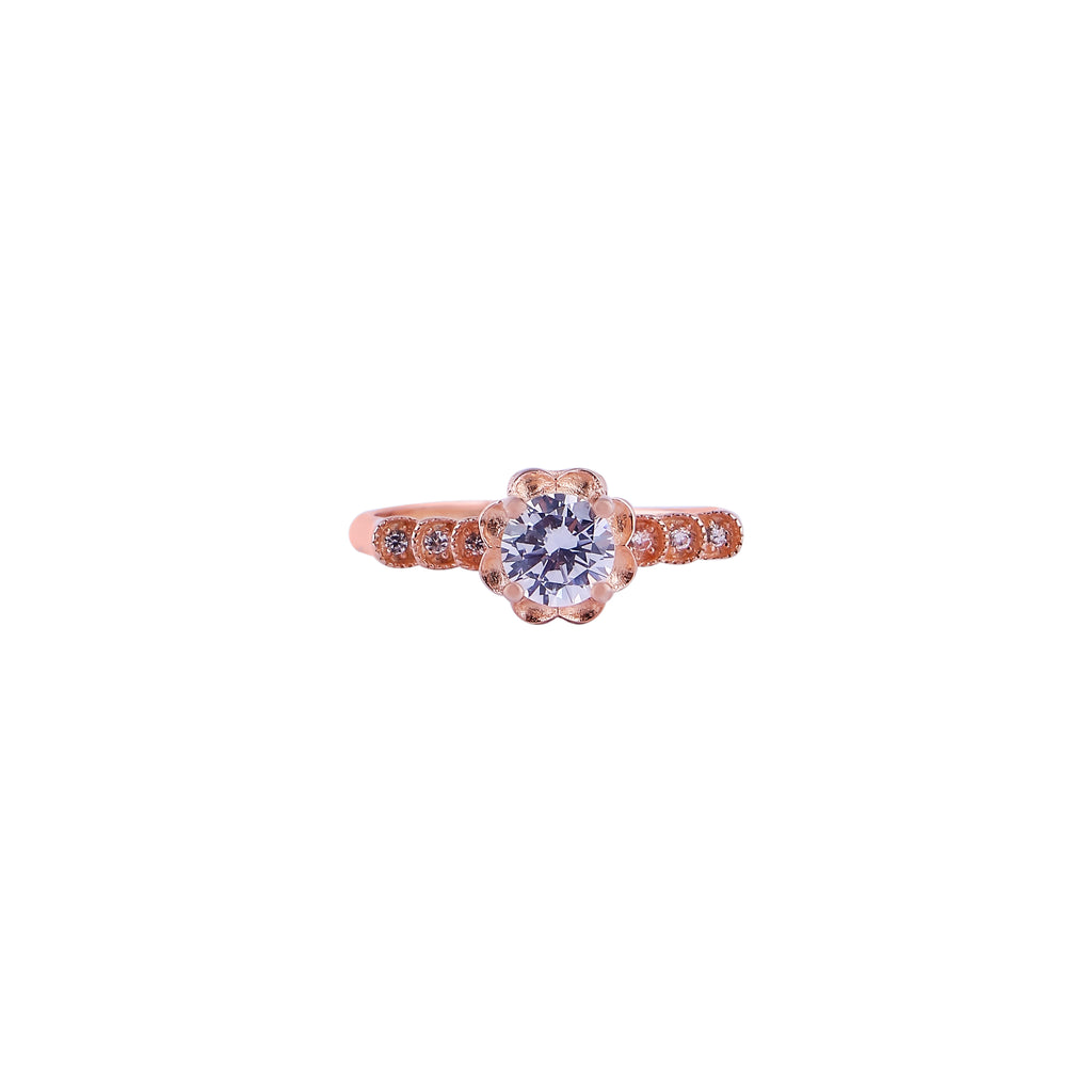 Floral Halo Rose Gold Ring for her