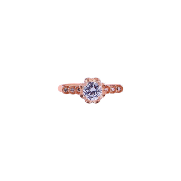 Floral Halo Rose Gold Ring for her