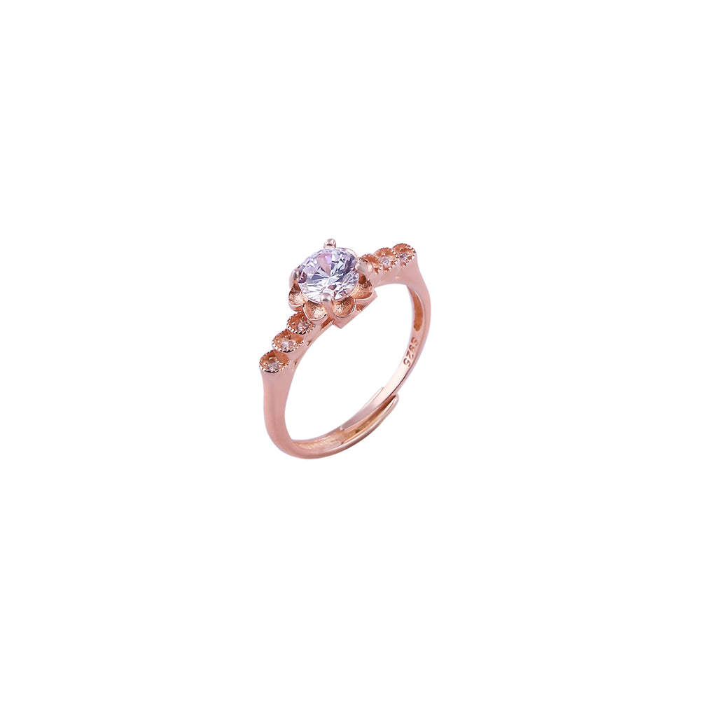Floral Halo Rose Gold Ring for her