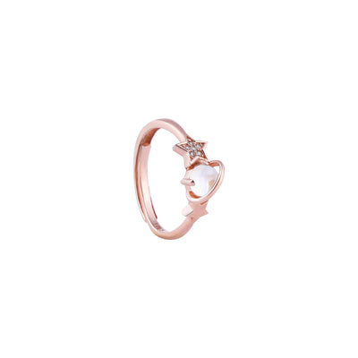 Star and Heart Mother of Pearl Rose Gold Ring for her